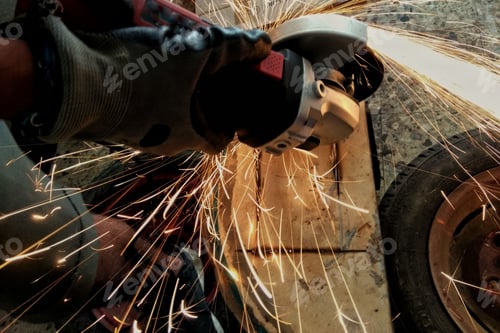 Preview: Closeup of welding with bright sparks