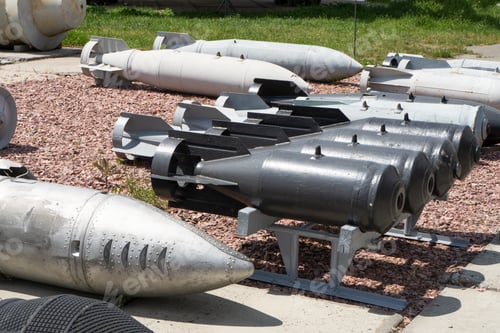 Preview: Various large bombs and rockets. Weapons of mass destruction. Bomb, rocket, projectile