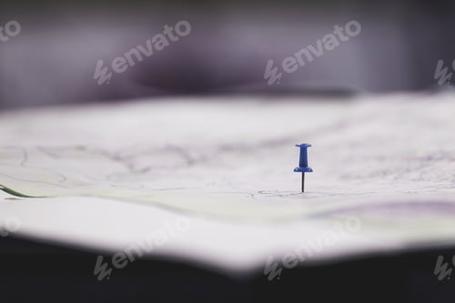 Preview: Putting pins to destination on map. Plan travel and relax with vacation holiday.