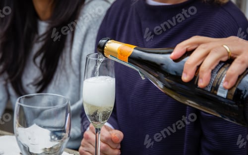 Preview: Female friends drinking champagne