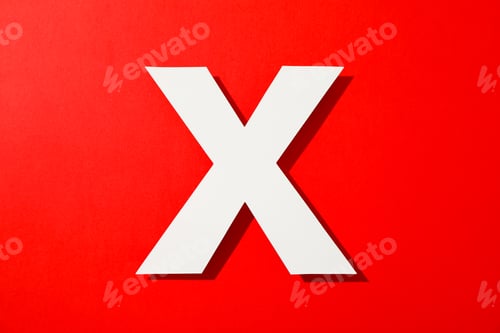 Preview: White letter X on color background, space for text