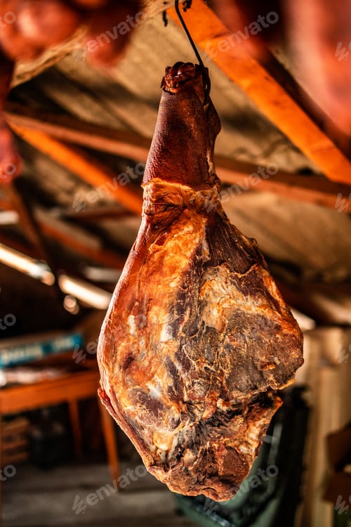 Preview: Delicious smoked ham. Homemade food.