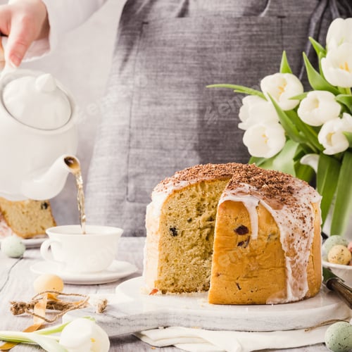 Easter Cake and Tulips, Tea Time Treat