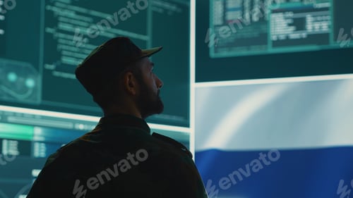 Preview: Russian military personnel in high tech government office