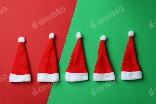 Preview: Red Santa hats on two tone background