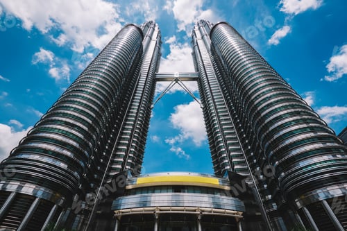 Preview: High modern skyscraper under blue sky