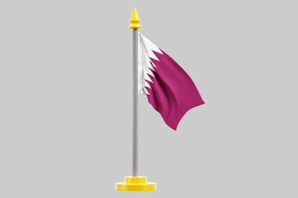 Preview: Abstract flag with maroon and white stripes on a gray flagpole.