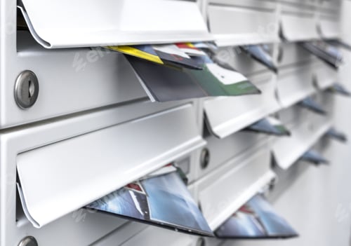Preview: Modern mailboxes filled of flyers