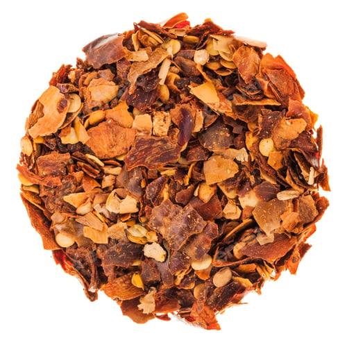 Preview: Circle of Chilli Peppers Flakes Isolated on White Background