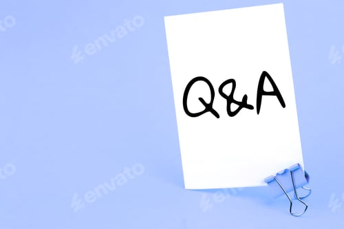 Preview: Note written on a white sticker with paper clip. Inscription Q&A. Question and answer