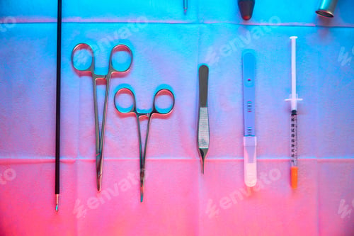 Preview: Kit of precision tools prepared for anorectal surgery