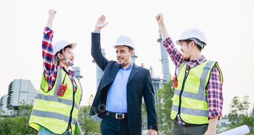Preview: Leadership, Teamwork successful project construction concept.