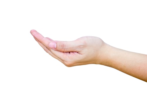 Preview: Open female hand isolated on white background with clipping path