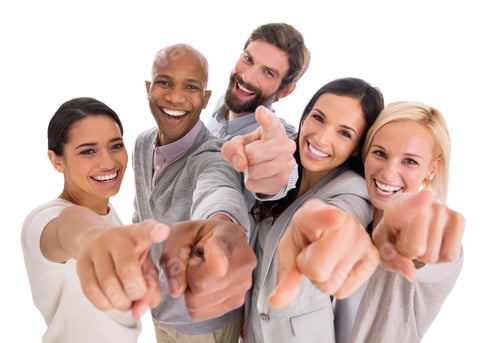 Preview: Were here to make YOU happy. Shot of a group of confident businesspeople pointing at the camera.