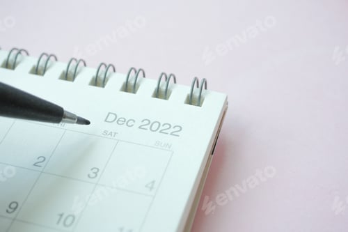 Preview: detail shot of a calendar with a December month