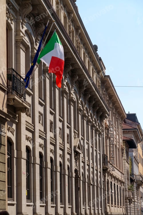 Preview: Historic building along via Solferino in Milan, Italy