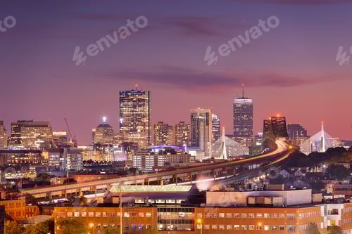 Preview: Boston, Massachusetts, USA skyline with Bridges and Highways