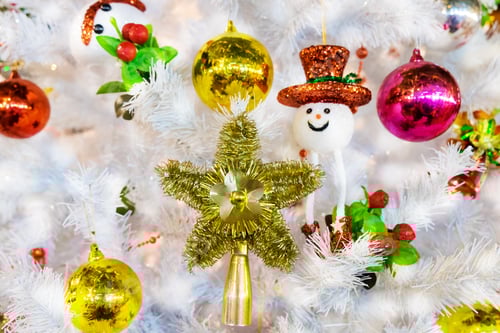 Preview: White christmas tree hang toy snowman