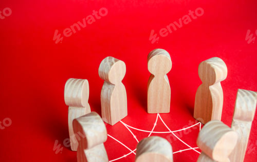 Preview: People in a circle connected by lines. Teamwork.