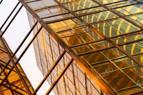 Preview: Office buildings windows. Glass architecture facade design with reflection