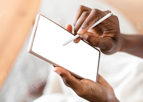 Preview: Smartphone blank white screen with wireless pen