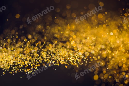 Preview: Gold glitter abstract festive Christmas light background.