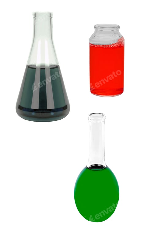 Preview: Chemical laboratory flasks with liquid isolated