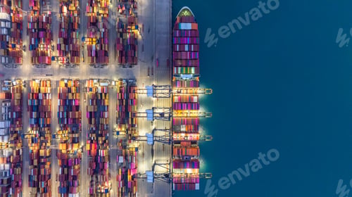 Preview: Aerial view cargo container ship global business maritime logistic, Cargo container ship freight