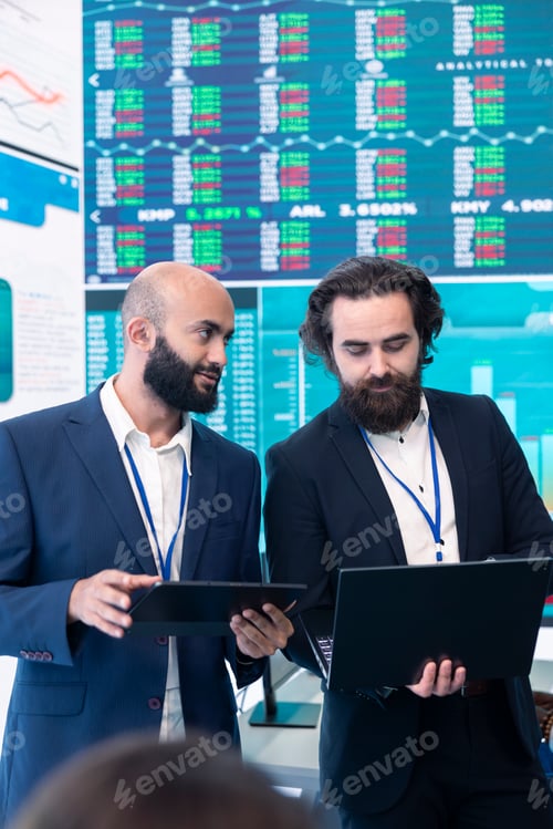 Preview: Diverse group of business specialists solve their daily tasks in control room