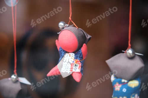 Preview: Sarubobo doll, Japanese amulet, in the town of Takayama in Gifu, Japan.