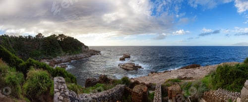Preview: Rocky Coast in a park at Touristic Town, Sorrento, Italy