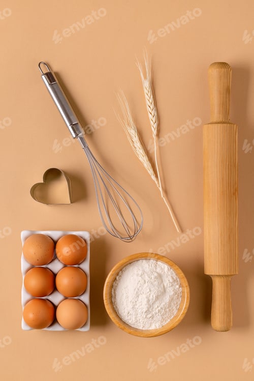 Preview: Cooking / baking ingredients, food / cooking background concept.