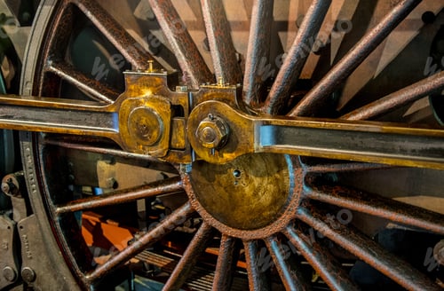 Preview: Closeup of a rusty and weathered wheel of a locomotive