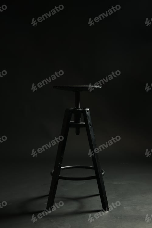 Preview: Bar stool on black background. Used stuff