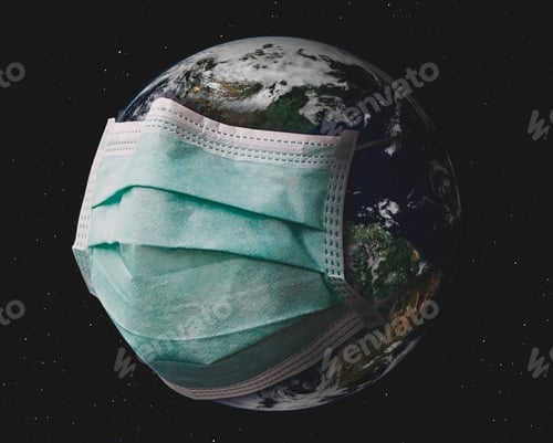 Preview: Planet earth with surgical mask.