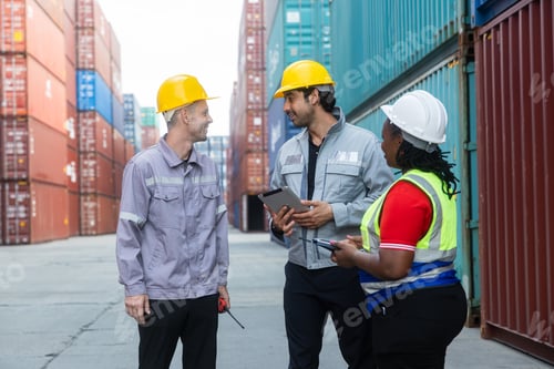 Preview: Logistics team briefing at shipping container yard