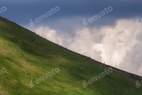 Preview: View from afar of lit by summer sun mountain Hoverla