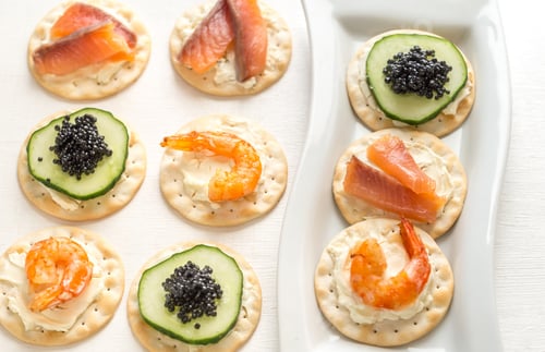Preview: Canape with seafood on the plate