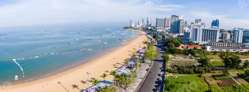 Preview: Pattaya Thailand, a view of the beach road with hotels and skycraper buildings