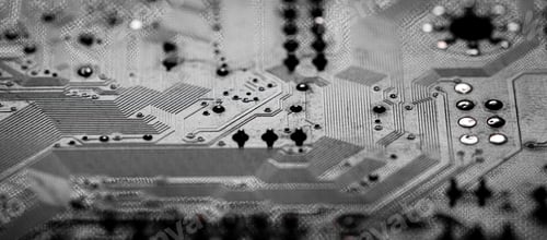 Preview: Closeup shot of details of components and microchips on a PC circuit board