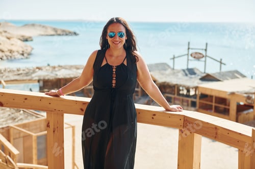 Preview: Adult european womanman have vacation and enjoying free time on the beach of sea