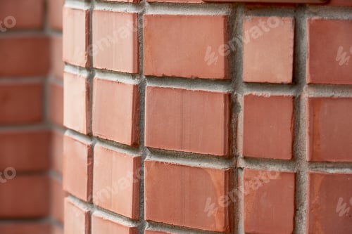 Preview: close-up view of red brick wall background, selective focus