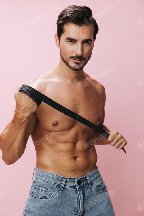 Preview: Man torso muscular sexy background muscle naked body sport