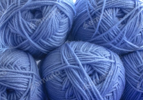Preview: Close-up Blue Skeins Rows of fluffy Wool Yarn for knitting background. Texture of Wool Yarn.