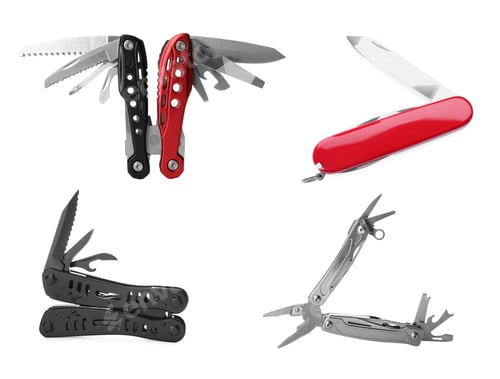 Preview: Set with different portable multitools on white background