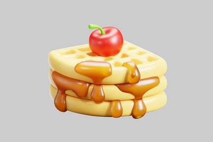 Preview: Waffles with cherry and syrup