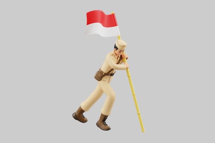 Preview: Cartoon figure with indonesian flag