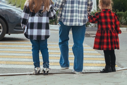 Preview: family crossing the road at a pedestrian crossing