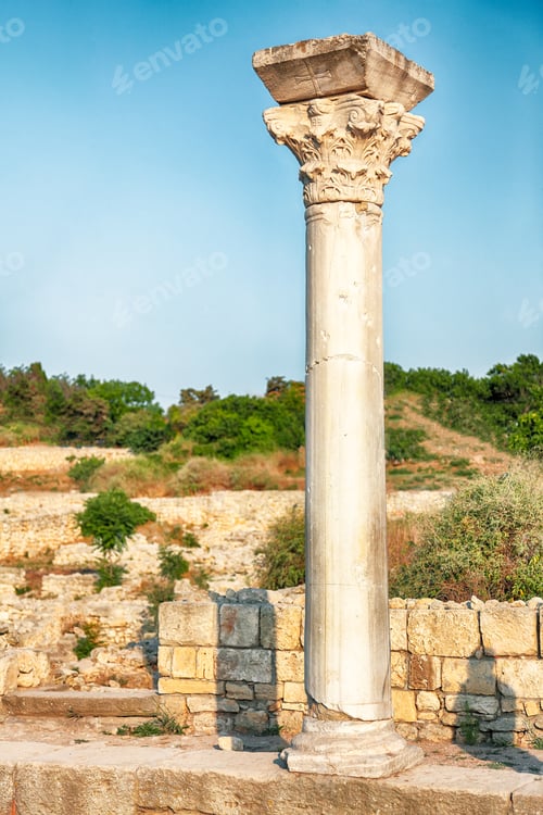 Preview: Fantastic sunset over ruins of the Basilica in ancient city Chersonese