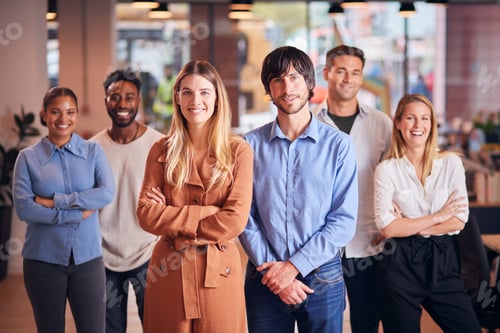 Preview: Portrait Of Multi-Cultural Business Team In Modern Multi-Cultural Office